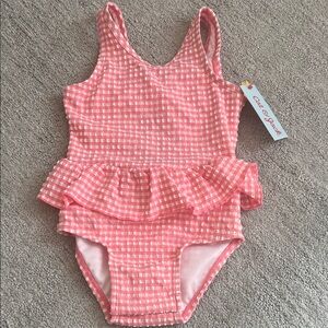 Cat & Jack Pink Checkered Kids One Piece Swimsuit